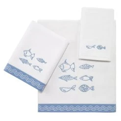 Buy 🥰 Avanti Linens Blue Fin Bay 3 Pc Bath Towel Set 🥰