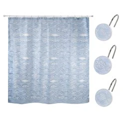 Best Pirce 🌟 Avanti Linens Blue Fin Bay Shower Curtain & Shower Hook Set 😉