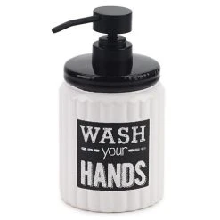 Outlet ⌛ Avanti Linens Chalk It Up White/ Black Ceramic Lotion Pump 😍