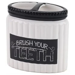 Cheap 🎉 Avanti Linens Chalk It Up White/ Black Ceramic Toothbrush Holder ✔️