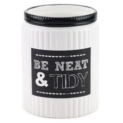 New 😀 Avanti Linens Chalk It Up White/ Black Ceramic Wastebasket ❤️