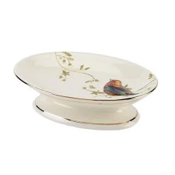 Best deal 🎉 Avanti Linens Gilded Birds Multi-colored Ceramic Soap Dish - Off-White/Multi 💯