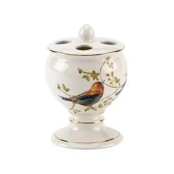 Brand new 🌟 Avanti Linens Gilded Birds Multi-colored Ceramic Toothbrush Holder - Off-White/Multi 😍