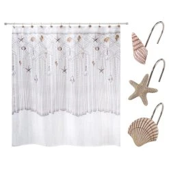 Top 10 ⌛ Avanti Linens Macrame Shells Shower Curtain & Shower Hook Set - Ivory 🤩