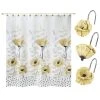 Best Sale 😀 Avanti Linens Marielle Shower Curtain & Shower Hook Set - Yellow 🛒