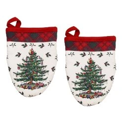 Discount 😀 Avanti Linens The Spode 🎅 Christmas Tree® Tartan Mini Oven Mitt 2 Pack 🥰