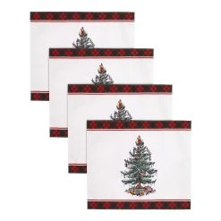Cheapest 😉 Avanti Linens The Spode 🎁 Christmas Tree® Tartan Placemats Set Of 4 ✔️