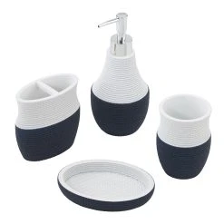 Top 10 💯 Avanti Linens Wilmington 4 Pc Bath Accessory Set - Navy / White 🥰