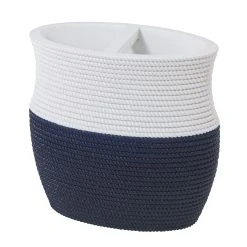 New 🤩 Avanti Linens Wilmington Toothbrush Holder - Navy / White ⌛